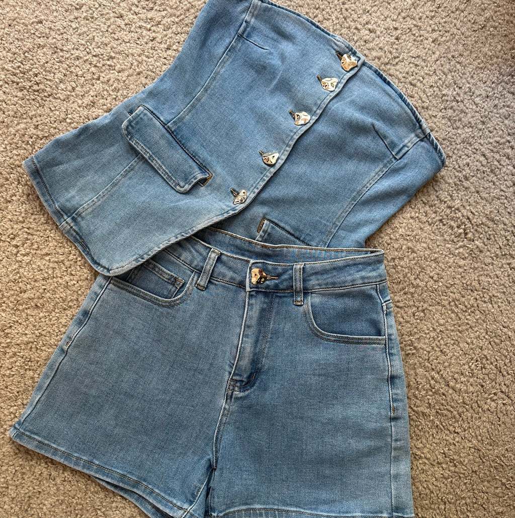 COMPLETO SHORTS IN DENIM