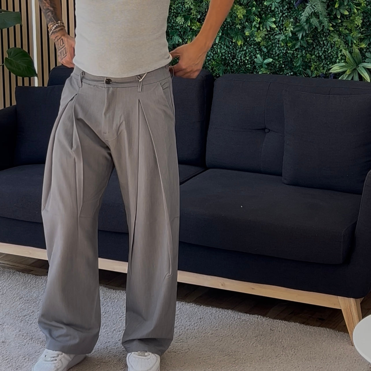 PANTALONI CON PENCE GREY