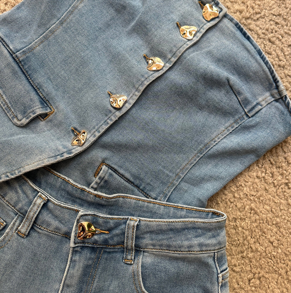COMPLETO SHORTS IN DENIM