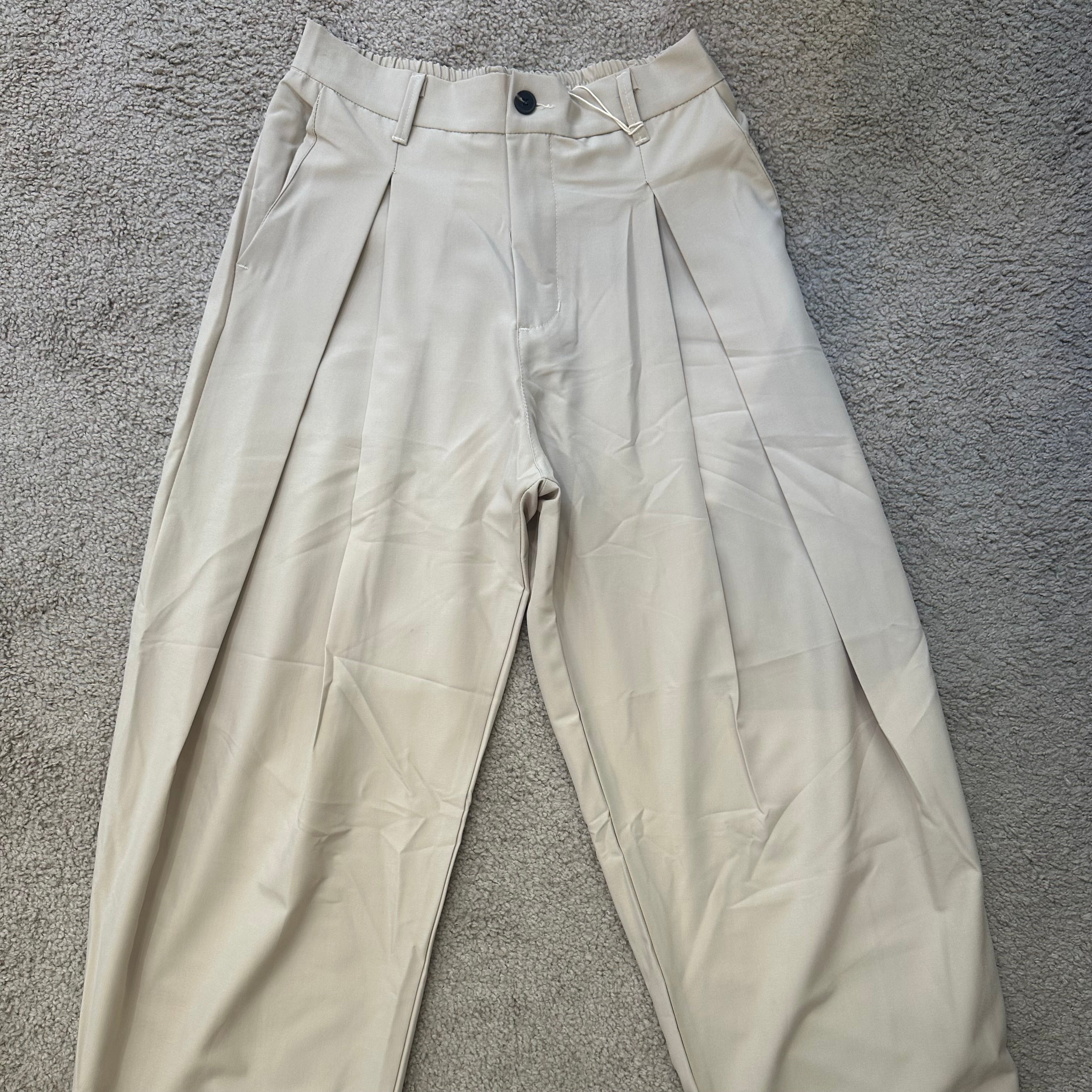 PANTALONI CON PENCE BEIGE