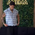 CAMICIA STRASS E PERLE CELESTE