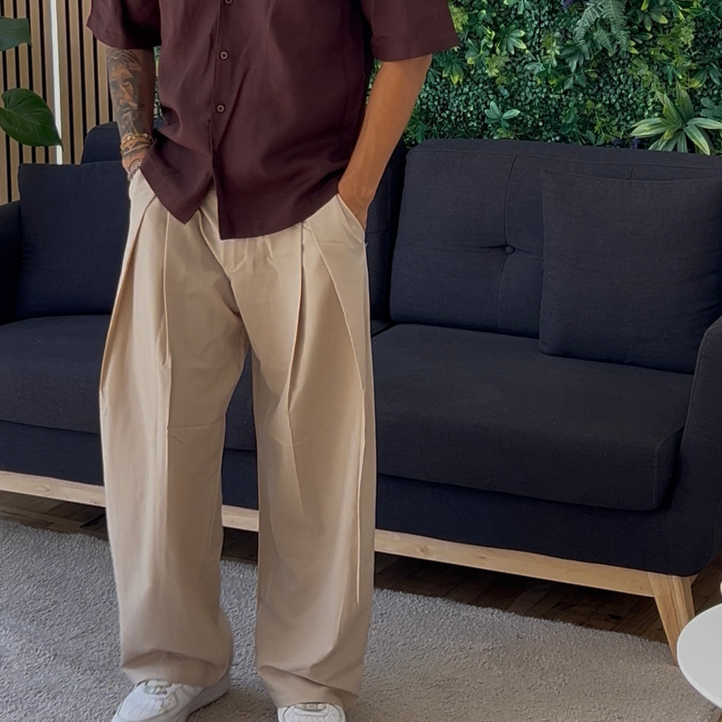 PANTALONI CON PENCE BEIGE