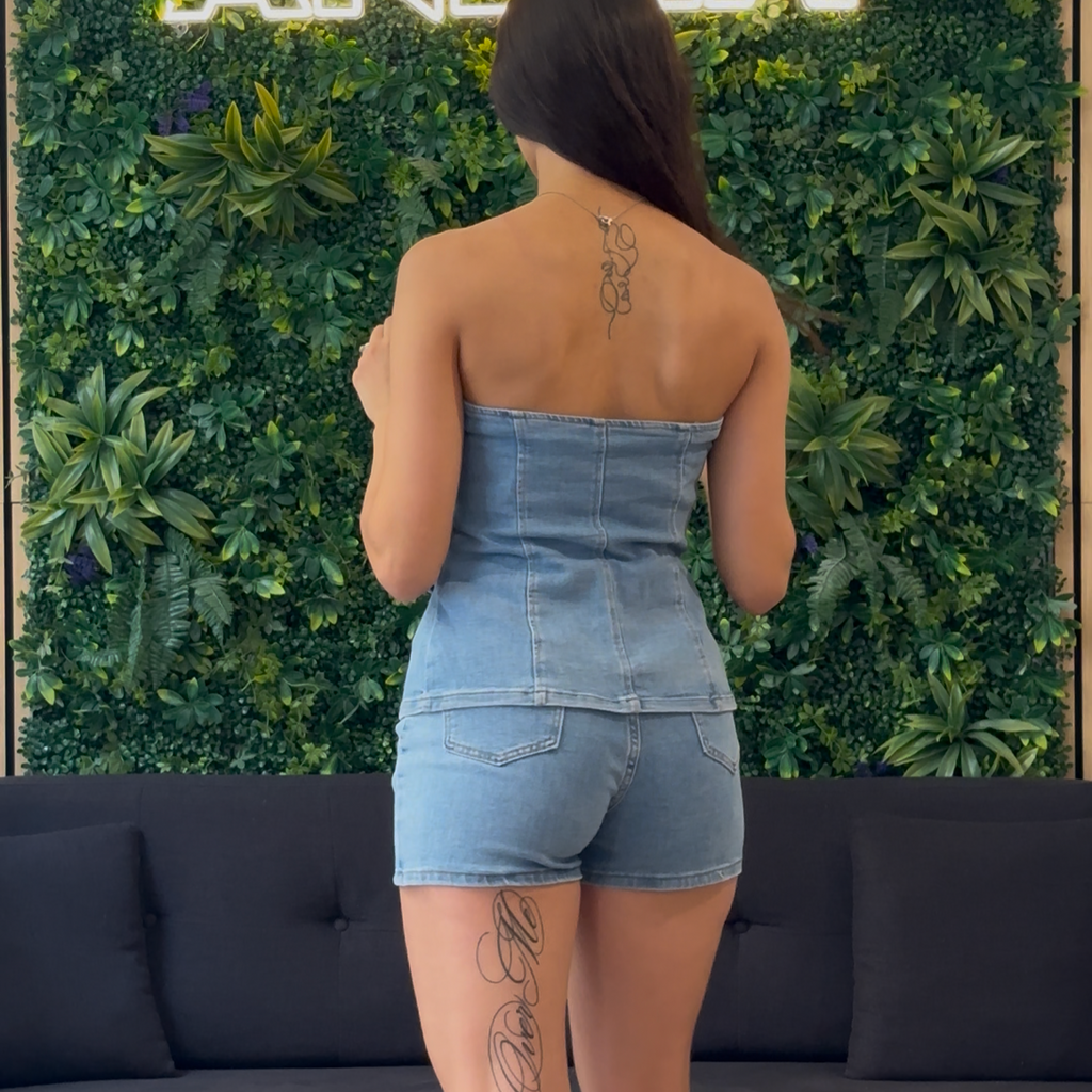 COMPLETO SHORTS IN DENIM